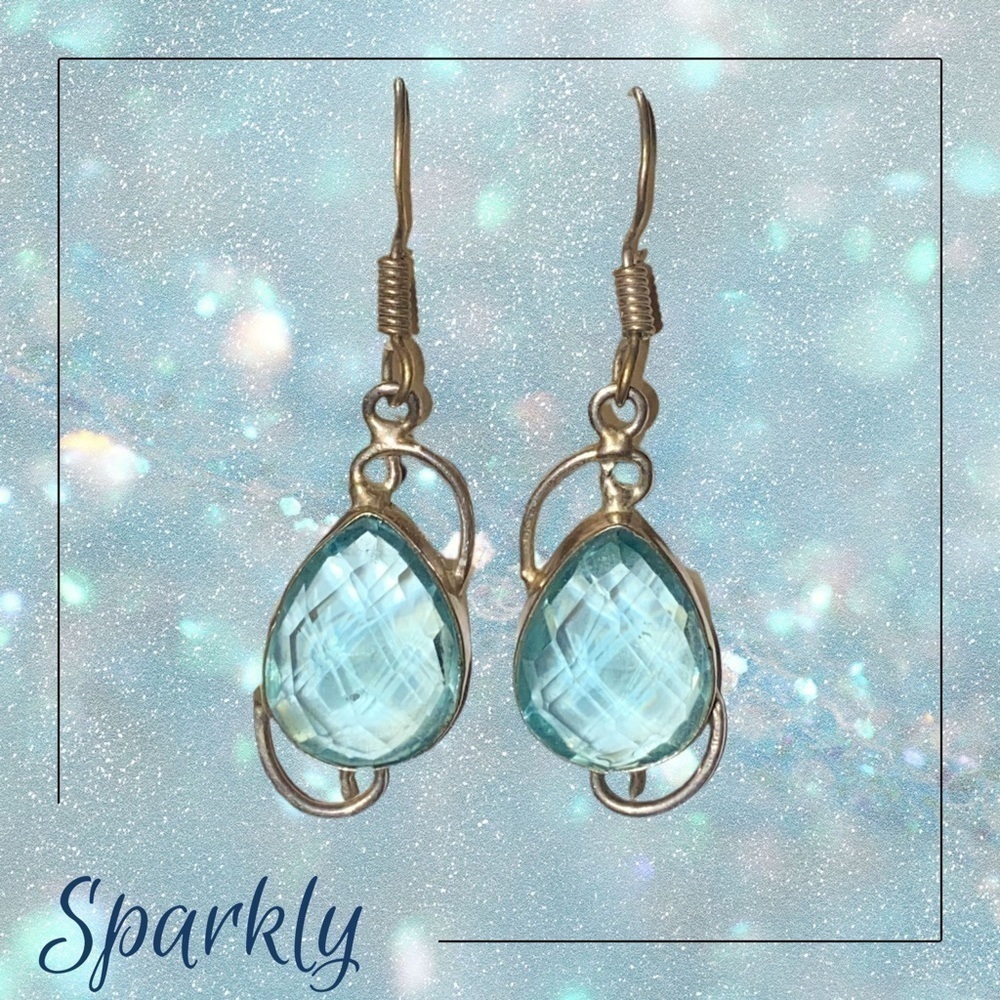 Teal Faceted Crystal Earrings